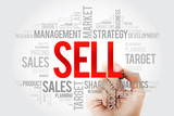 Sell word cloud with marker, business concept background