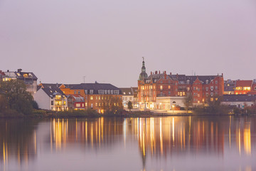 Twilight exterior view of the famous Frederiksborg Castle