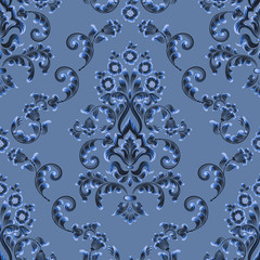 Vector damask seamless pattern element. Classical luxury old fashioned damask ornament, royal victorian seamless texture for wallpapers, textile, wrapping. Exquisite floral baroque template.