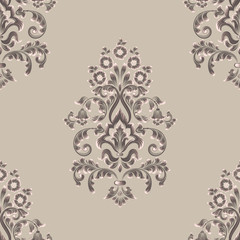 Vector damask seamless pattern element. Classical luxury old fashioned damask ornament, royal victorian seamless texture for wallpapers, textile, wrapping. Exquisite floral baroque template.