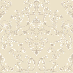 Vectordamast naadloos patroonelement. Klassieke luxe ouderwetse damast sieraad, koninklijke Victoriaanse naadloze textuur voor behang, textiel, inwikkeling. Exquise bloemen barok sjabloon.