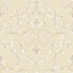 Wallpaper murals Beige Vector damask seamless pattern element. Classical luxury old fashioned damask ornament, royal victorian seamless texture for wallpapers, textile, wrapping. Exquisite floral baroque template.