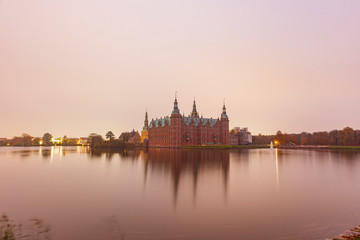 Twilight exterior view of the famous Frederiksborg Castle
