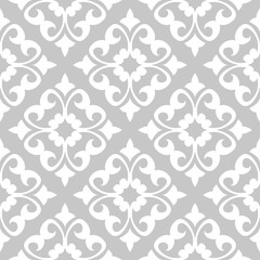  Floral seamless pattern. White design on gray background
