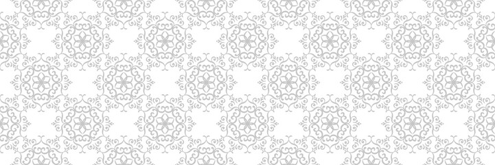 Floral gray seamless pattern. On white background