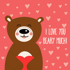 Valentine's day card with bear