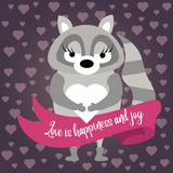 Cute raccoon in love