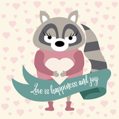 Cute raccoon in love