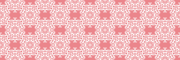 Floral print. White pattern on pale pink seamless background