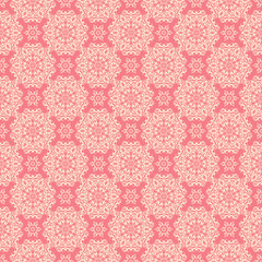 Seamless floral pattern. Beige print on pink background