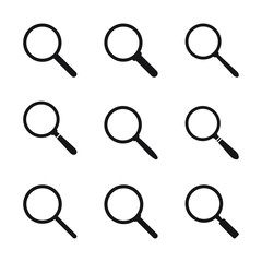 Search icon. Magnifying glass icon, vector magnifier or loupe sign.