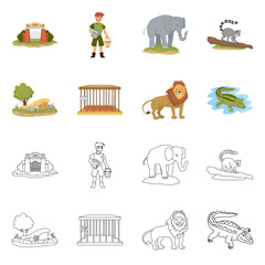 Vector illustration of nature  and fun  sign. Set of nature  and entertainment vector icon for stock.