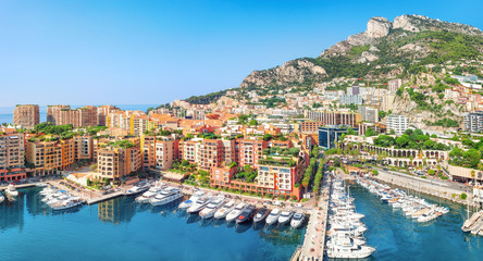 Fototapeta na wymiar Luxury residential area Monaco-Ville with yachts, Monaco, Cote d'Azur, France