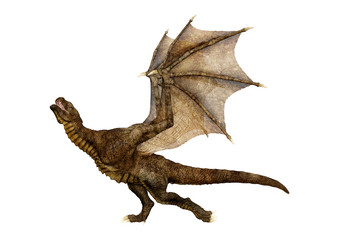 3D Rendering Fairy Tale Dragon on White