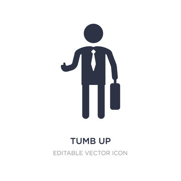 tumb up business man icon on white background. Simple element illustration from People concept.
