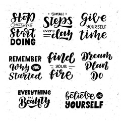 Motivational set hand drawn lettering