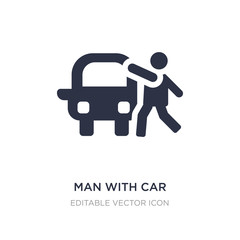 man with car and suitcase icon on white background. Simple element illustration from People concept.