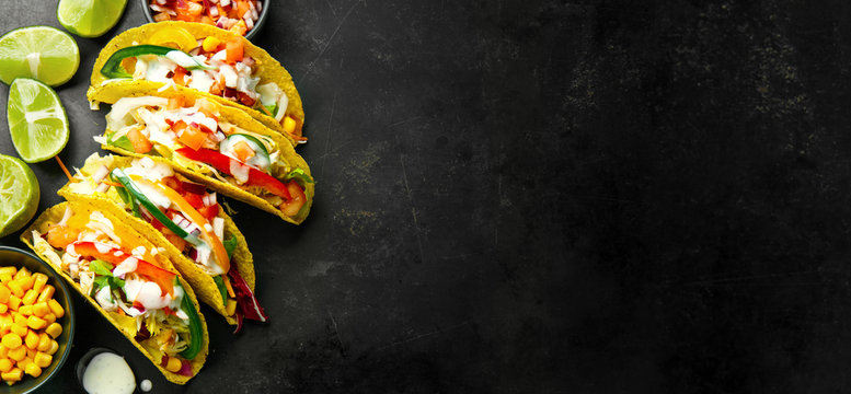 Tasty appetizing tacos with vegetables