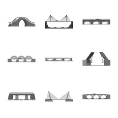 Isolated object of design and construct logo. Set of design and bridge stock symbol for web.