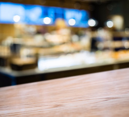 Table top counter Coffee shop cafe interior Blur bar counter background