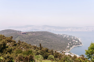 Princes Islands, Buyukada, Istanbul, Turkey: View from the highest point of the island, a panoramic view of the island from the top.