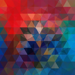 Geometric pattern, triangles vector background in blue, red, green  tones. Illustration pattern