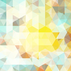 Abstract mosaic background. Triangle geometric background. Design elements. Vector illustration. Pastel blue, yellow, white colors.