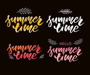 Vector illustration: Brush lettering composition of Summer Vacation isolated on white background. Set
