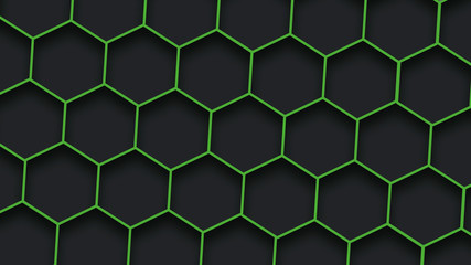 Black honeycomb on the green frame texture. Abstract geometric structure