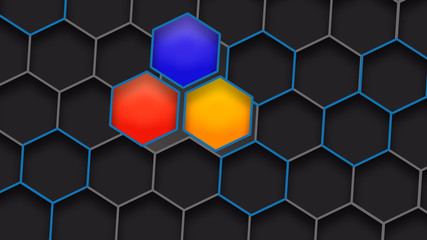 Abstract colorful honeycomb backdrop. Geometric texture