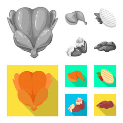 Vector illustration of product and poultry icon. Collection of product and agriculture    stock vector illustration.