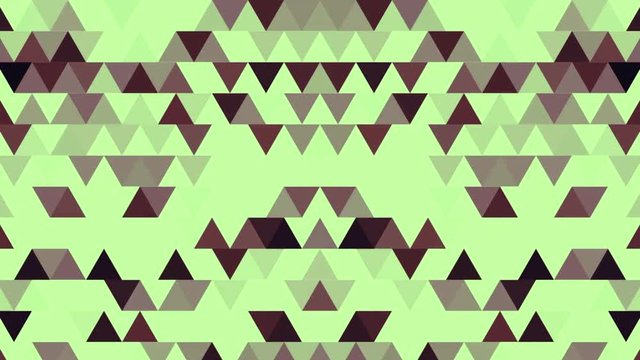 Abstract background loop of colored triangles in a geometric pixelated mosaic tile pattern. Abstract random geometric polygon background
