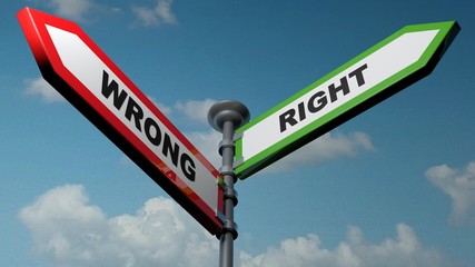 Fototapeta premium Wrong - Right street arrows - 3D rendering illustration