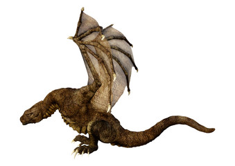 3D Rendering Fairy Tale Dragon on White