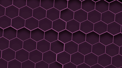 Fototapeta premium Purple 3d hexagons texture. Abstract geometric background