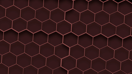 Abstract red 3d hexagons structure. Red hexagons background
