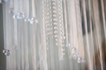 Crystal clear pendants as decoration for holiday decoration.