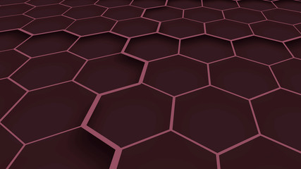 Fototapeta premium Red honeycomb background. Red hexagons texture. Geometric structure