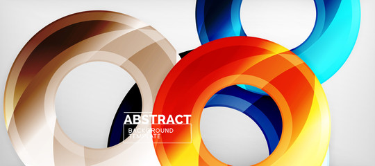 Modern geometric circles abstract background, colorful round shapes with shadow effects