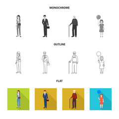 Vector illustration of character and avatar  sign. Collection of character and portrait stock symbol for web.