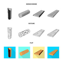 Isolated object of tree   and raw  sign. Collection of tree   and construction vector icon for stock.