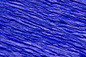Wrinkled and crumpled blue paper as background or texture. Macro, close-up of paper.