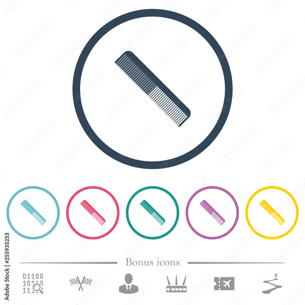 Poster simple comb flat color icons in round outlines