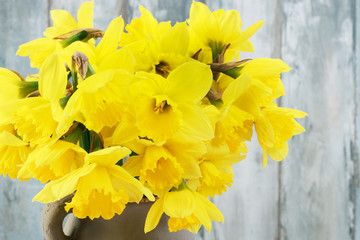 Huge bouquet of yellow daffodils