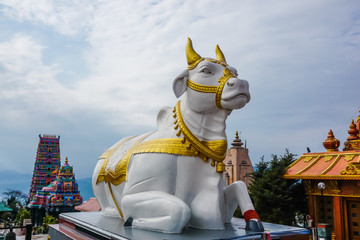 Statue of the sacred cow in Namchi Chardham in Sikkim, India