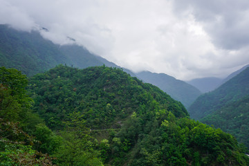 Incredible landscapes in the Himalayan mountains in the state of Sikkim, India