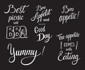 Fototapeta na wymiar Set of food cooking lettering desig
