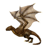 3D Rendering Fairy Tale Dragon on White