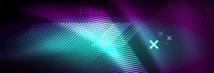 Fototapeta premium Shiny glowing lights neon color design background