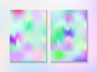 Modern Glitch Rainbow Music Party Vector Poster Set.